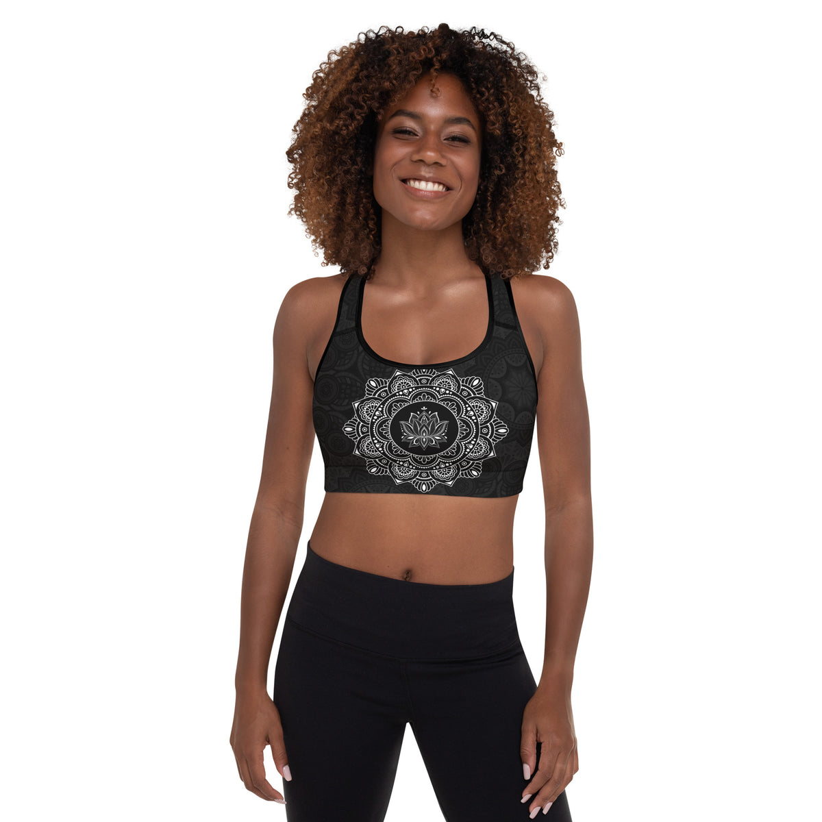 Black & White Mandala Sports Bra