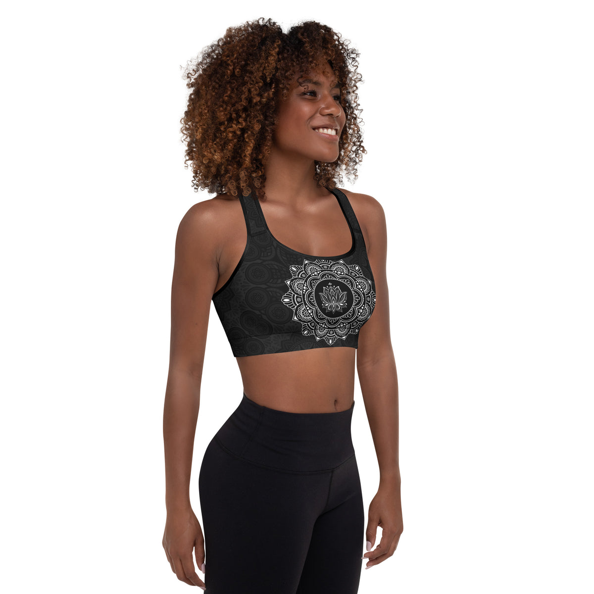 Black & White Mandala Sports Bra