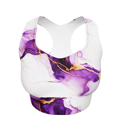 Purple Gold Watercolor Sports Bra